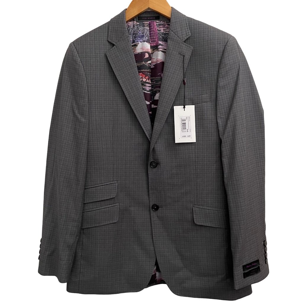 Ted Baker Colmanj Sterling Small Check Jacket Size 38r